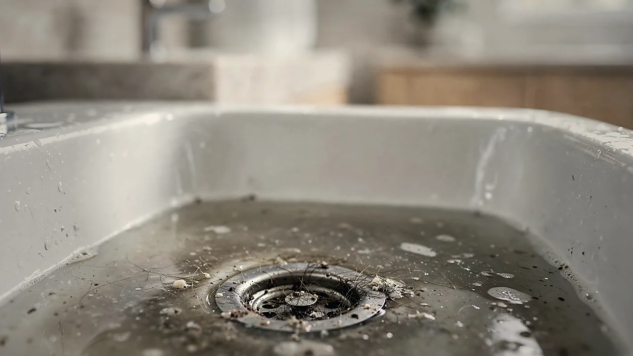 Homeowner using a plunger to clear a clogged kitchen sink drain in El Paso